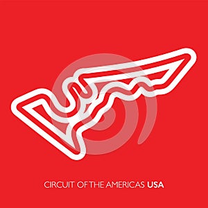 Circuit of the Americas, USA. Motorsport race track vector map