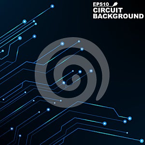 Circuit. Black abstract background of digital technology. New technologies in design. Computer network. Blue, glowing neon lines