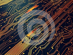 Circuit board background. Electronic computer hardware technology. illustration. Generative AI