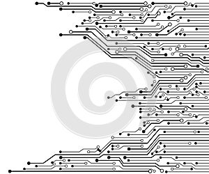 Circuit board black and white vector background