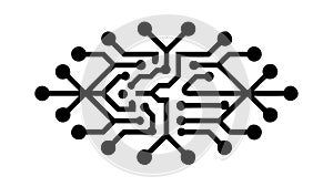 Circuit Board Brain, Digital Intelligence Icon, vector design Generative AI
