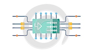 Circuit Board Chip Microprocessor, Computer Hardware Tech Icon, vector design Generative AI