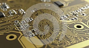 Circuit Board Close-Up Electronic Components, Technology, Digitalization, PCB Concept