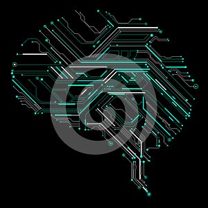 Circuit board composed of brain graphic.