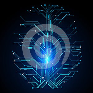 Circuit board composed of brain graphics.