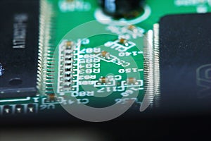 circuit board for computer in macro photography for electric background