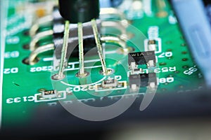 circuit board for computer in macro photography for electric background