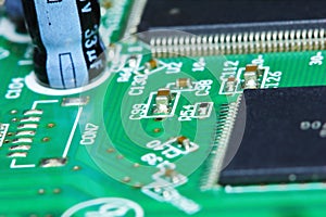 circuit board for computer in macro photography for electric background