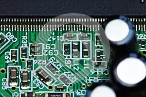 circuit board for computer in macro photography for electric background