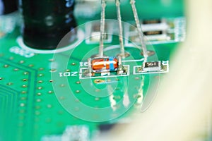 circuit board for computer in macro photography for electric background