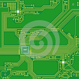 Circuit board concept. High tech background. PCB. Vector illustration.