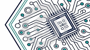 Circuit Board with CPU, Data Processing & AI Core, vector design Generative AI