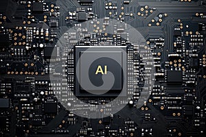 Circuit Board CPU Microchip Starting AI Visualization of Neural Networking. Digital connectors CPU