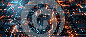 Circuit Board CPU Processor Microchip Digitalization of Neural Networking and Cloud Computing: Advanced Technology