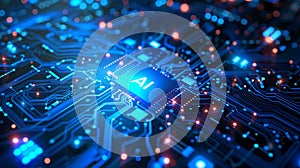 Circuit Board CPU Processor Microchip Starting Artificial Intelligence Digitalization of Neural Networking photo