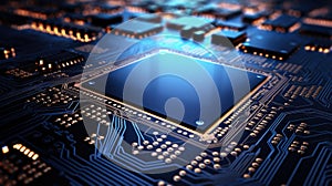 Circuit Board CPU Processor Microchip Starting Artificial Intelligence Digitalization of Neural Networking and Cloud