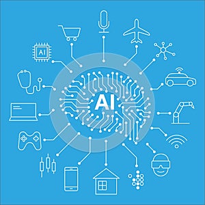 Circuit board in the Cyborg head, Artificial intelligence of digital human. vector illustration