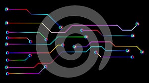 Circuit board design with interconnected lines and nodes