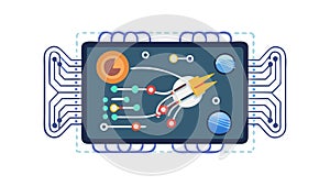 Circuit Board Digital Data Network Icon, vector design Generative AI