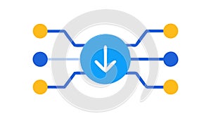 Circuit Board Download Icon, Blue Digital Data, vector design Generative AI