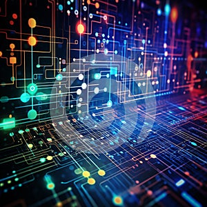 Circuit board. Electronic computer hardware technology. 3d rendering toned image