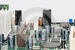 Circuit board. Electronic computer hardware technology. Motherboard digital chip.