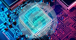 Circuit board. Electronic computer hardware technology. Motherboard digital chip. Tech science EDA background