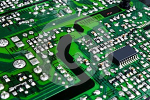 Circuit board. Electronic computer hardware technology. Motherboard digital chip. Technology science background. Integrated commun