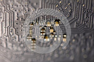 Circuit board with electronic texture. Circuit board in macro surface. Circuit board for hardware computing. Circuit board as pcb