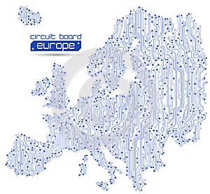 Circuit board Europe map background