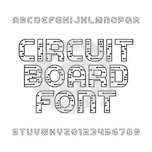 Circuit board font. Vector Alphabet.