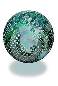 Circuit board globe photo