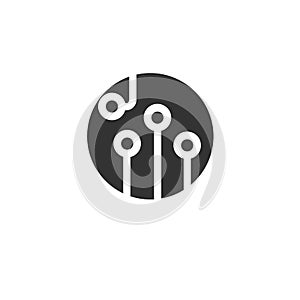 Circuit board icon black in flat style vector illustration on white isolated background. Technology microchip