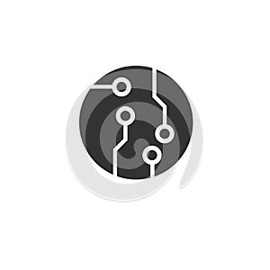 Circuit board icon black in flat style vector illustration on white isolated background. Technology microchip