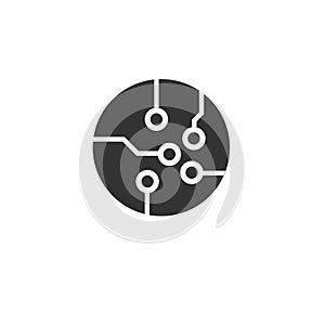 Circuit board icon black in flat style vector illustration on white isolated background. Technology microchip