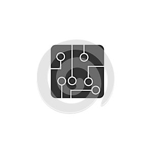 Circuit board icon black in flat style vector illustration on white isolated background. Technology microchip