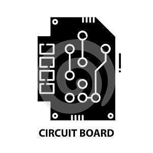 circuit board icon, black vector sign with editable strokes, concept illustration