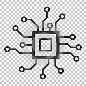 Circuit board icon in flat style. Technology microchip vector il