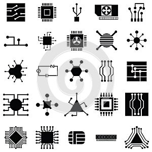 Circuit board icon set