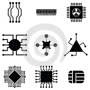Circuit board icon set