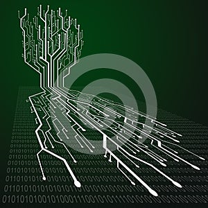 Circuit board illustration in tree shape