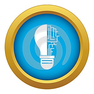 Circuit board inside light bulb icon blue vector isolated