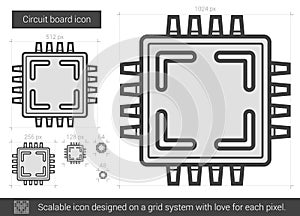 Circuit board line icon.