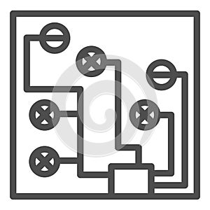 Circuit board line icon. Electric scheme vector illustration isolated on white. Microchip outline style design, designed