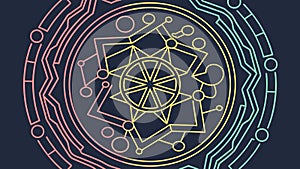 Circuit Board Mandala. Tech Abstract Pattern Vector Design, vector design Generative AI