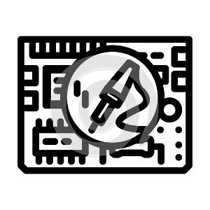 circuit board repair electronics line icon vector illustration