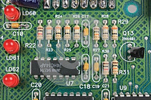 Circuit Board with Resistors and LEDs photo