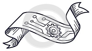 Circuit Board Ribbon: Technology Engineering Banner Design, vector design Generative AI