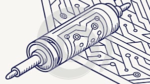 Circuit Board Scroll Design, Digital Technology Pattern Vector Design Generative AI