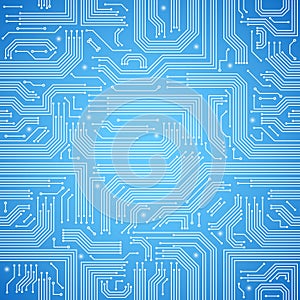 Circuit board seamless blue pattern